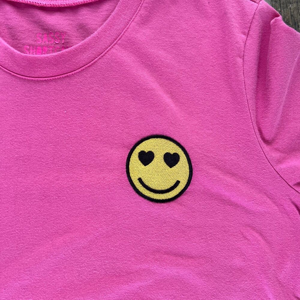 Heart Eyes Emoji Hot Pink T-Shirt Women's Medium
